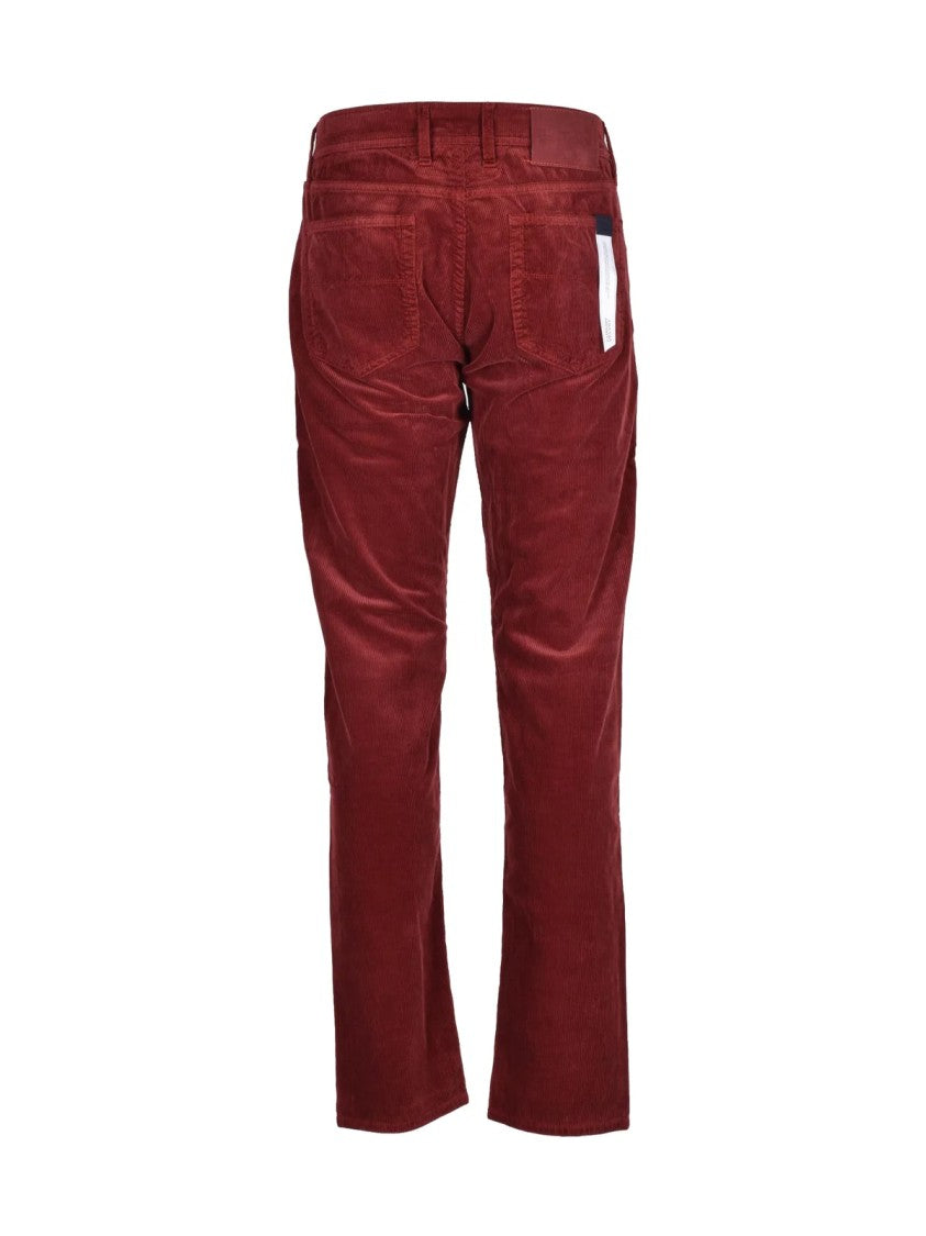 Tramarossa Red Corduroy Trousers With Classic Five-Pocket Design