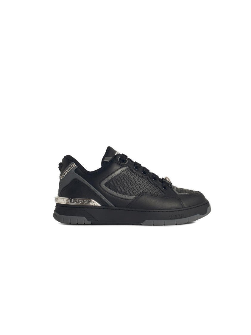 Versace 'Greca' Black Leather Blend Sneakers