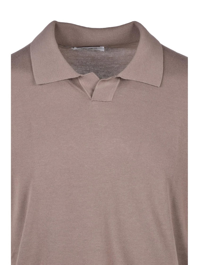 Kangra Grey V-Notch Knit Polo Shirt