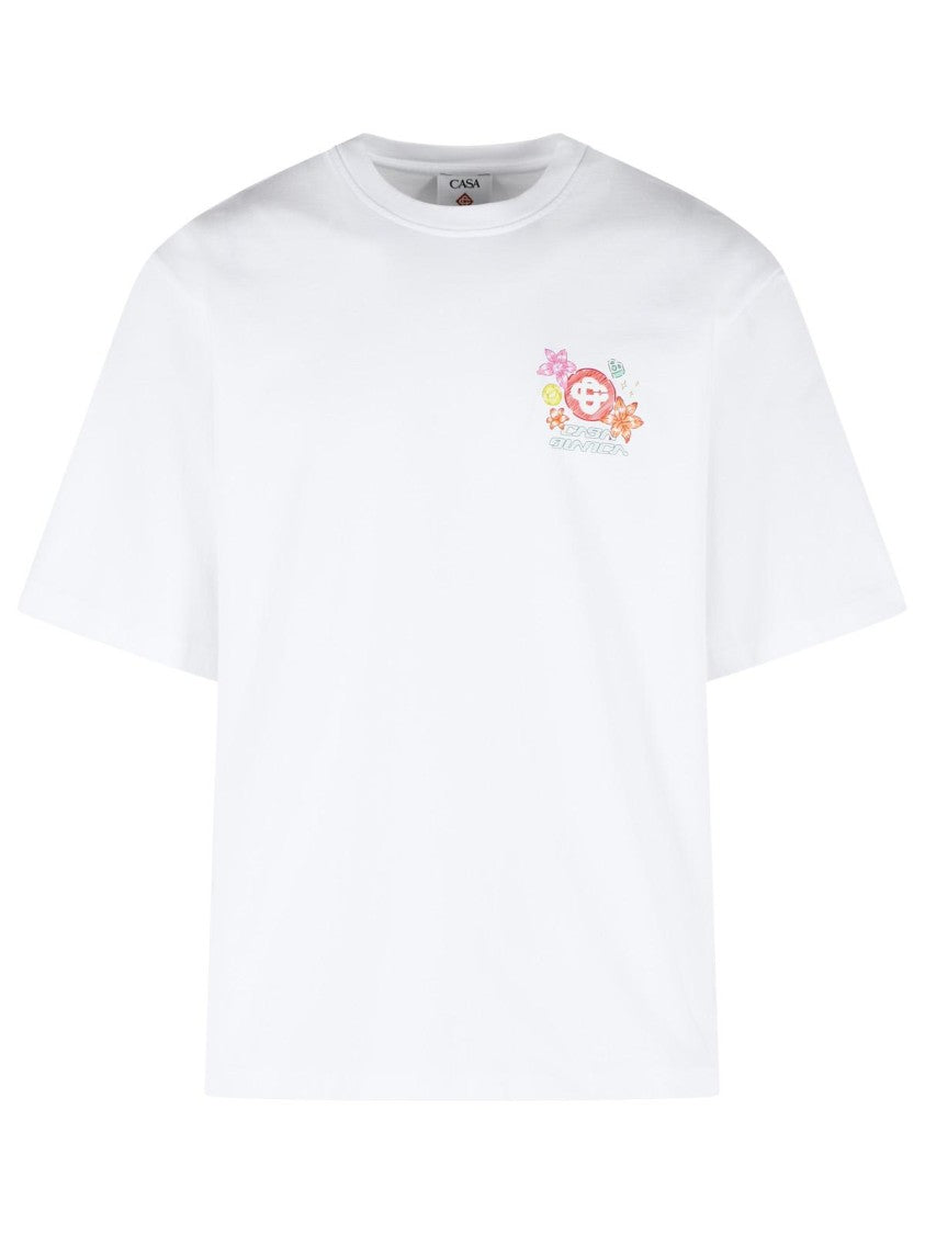 Casablanca 'Collage D'icones' White Cotton T-Shirt
