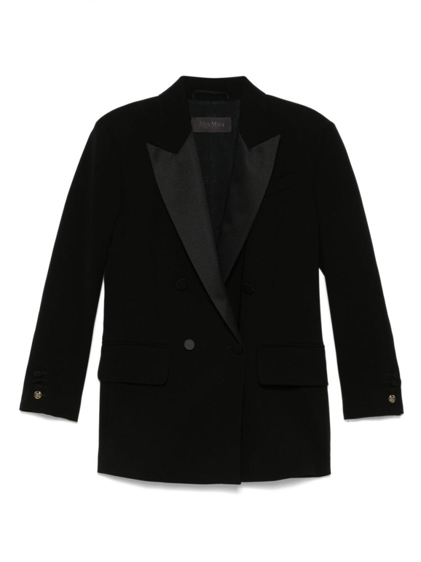 Max Mara Tailored Black Double-Breasted Gabarra Blazer With Satin Lapel