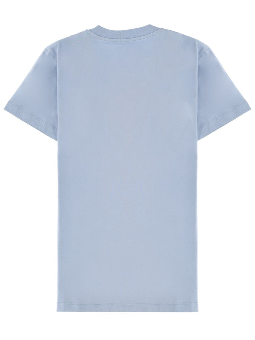 Moncler Light Blue Embroidered Logo Cotton T-Shirt
