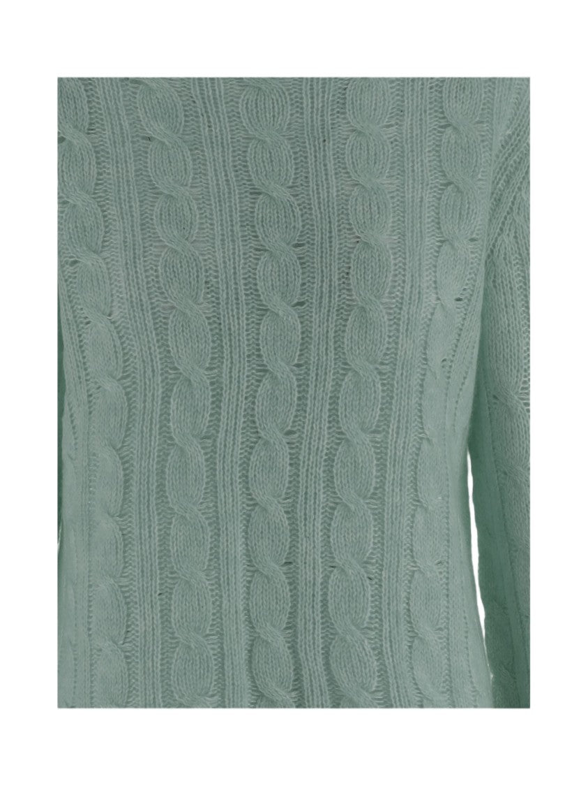Guest In Residence Green Cable-Knit Wool-Blend Crewneck Sweater
