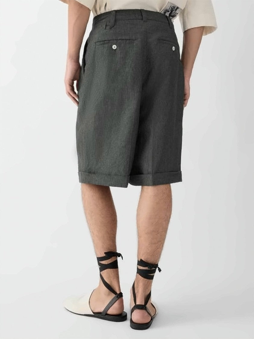 Jacquemus Relaxed Fit Pleated Bermuda Shorts With Cuffed Hem