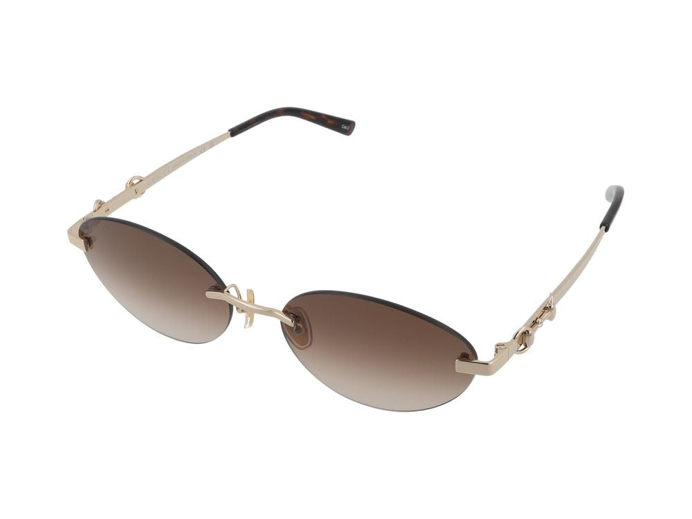 Gucci Gold-Finish Oval Brown Gradient Lens Sunglasses