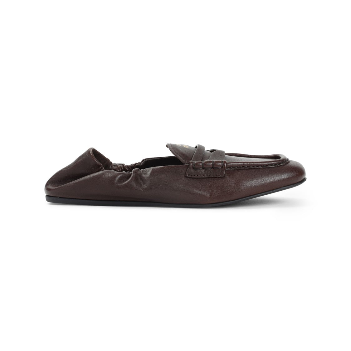Miu Miu Brown Leather Loafers With Gathered Detail