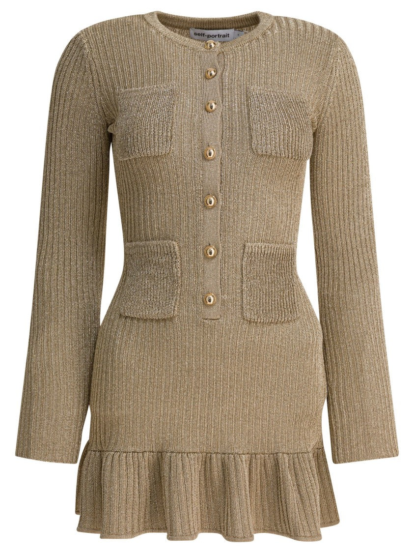 Self-Portrait Short Lurex Knit Dress
