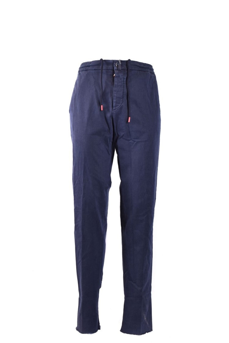Kiton Relaxed-Fit Blue Trousers With Drawstring Waist