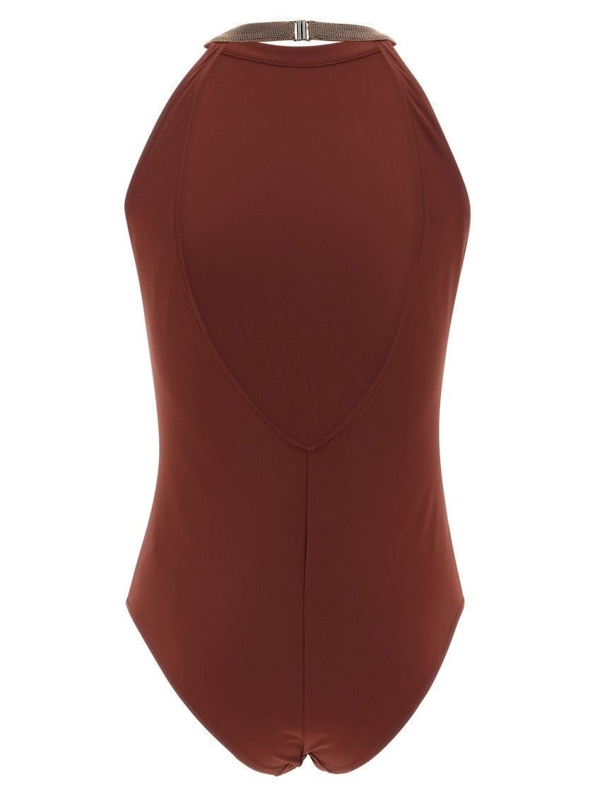 Brunello Cucinelli One-Piece Swimsuit With Precious Collar Design