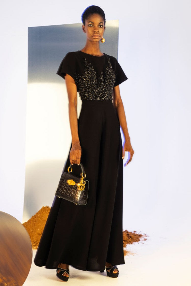 Saiid Kobeisy Flared Crepe Jumpsuit With Embroidery