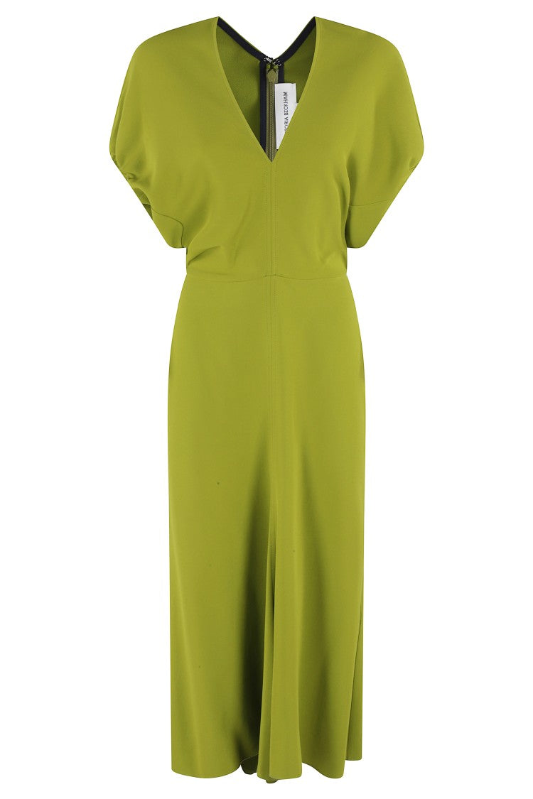 Victoria Beckham Blouson Detail Midi Dress