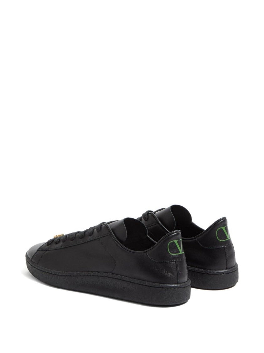Valentino Garavani Black Leather Lace-Up Sneakers