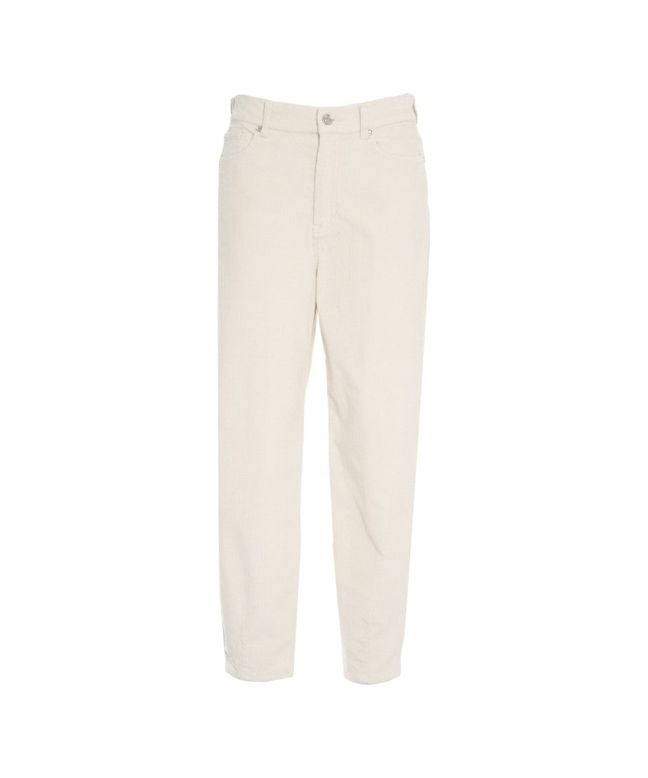 Liu Jo White Corduroy Trousers With Classic Five-Pocket Design