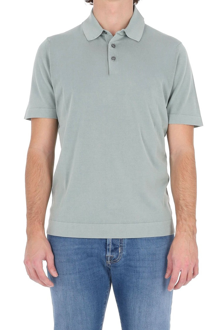 Drumohr Green Ice Cotton Frosted Polo Shirt