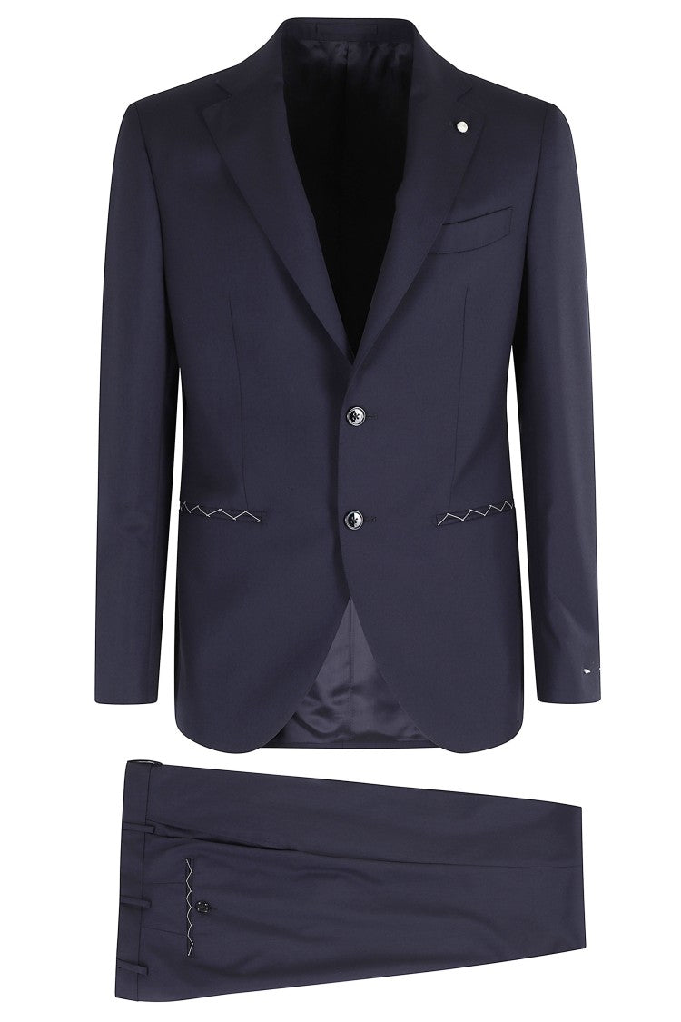 Luigi Bianchi Blue Single-Breasted Slim Fit Wool Suit