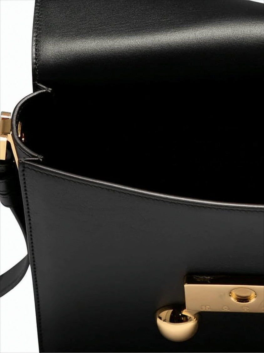 Marni Sleek Rectangular Black Crossbody Bag With Gold-Tone Metal Closure