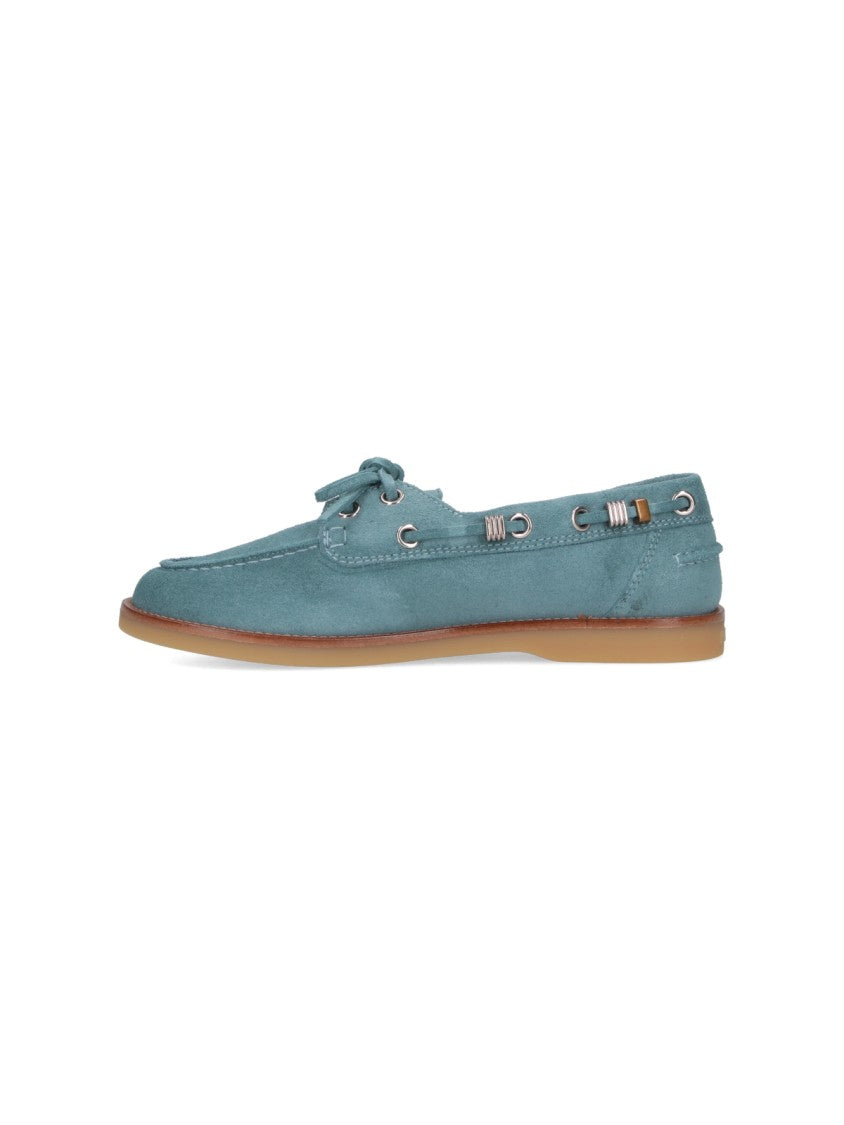Pinko Blue Grace Suede Moccasin Shoes