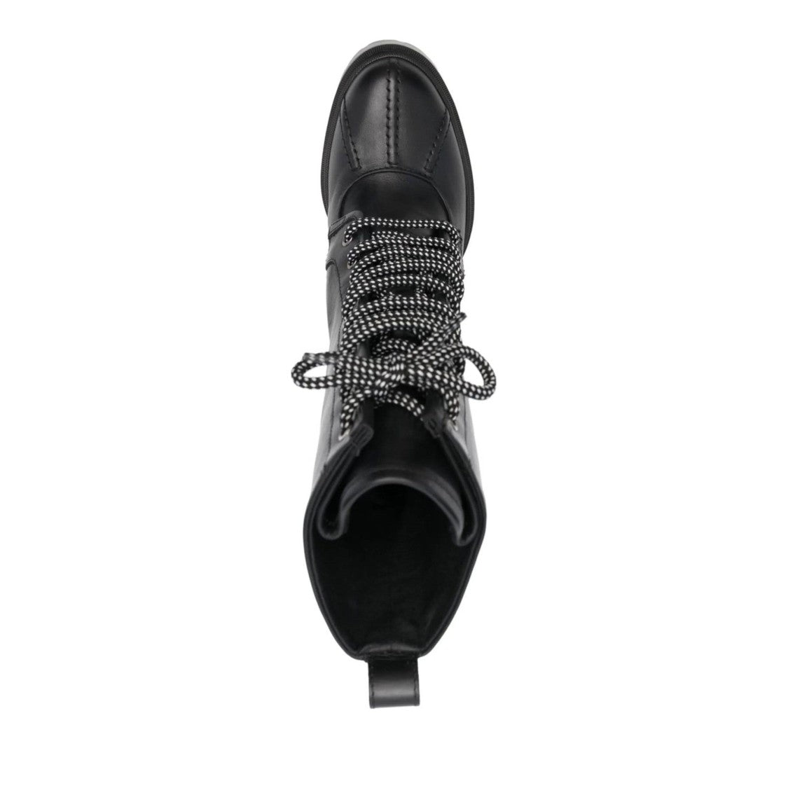 Furla Black Climb High Block Heel Hiking Leather Ankle Boots