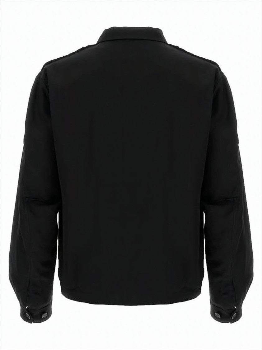 Undercover Cropped Black Bomber Jacket With Classic Collar