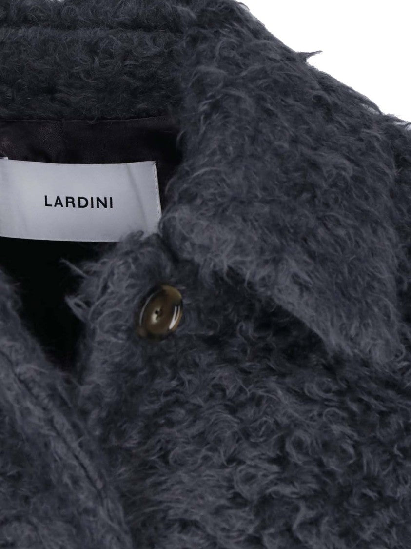 Lardini Grey Mohair Fur-Effect Jacket
