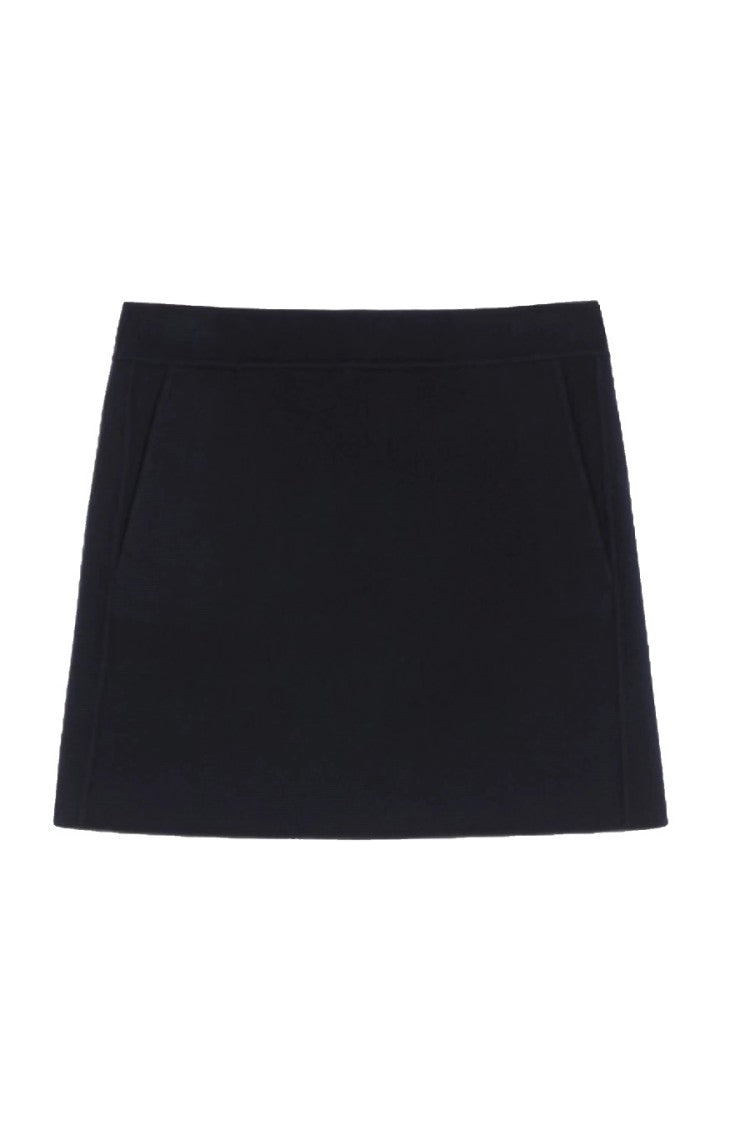Max Mara Navy Virgin Wool A-Line Mini Skirt