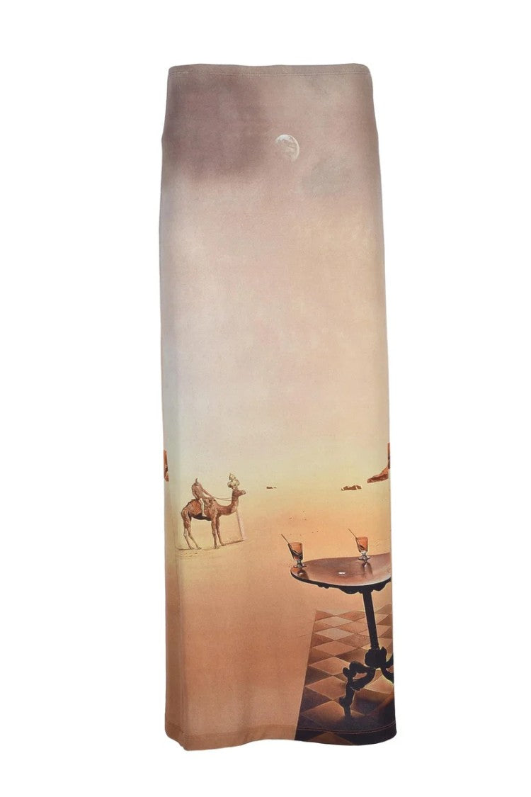 Paco Rabanne Long Jersey Skirt Beige -