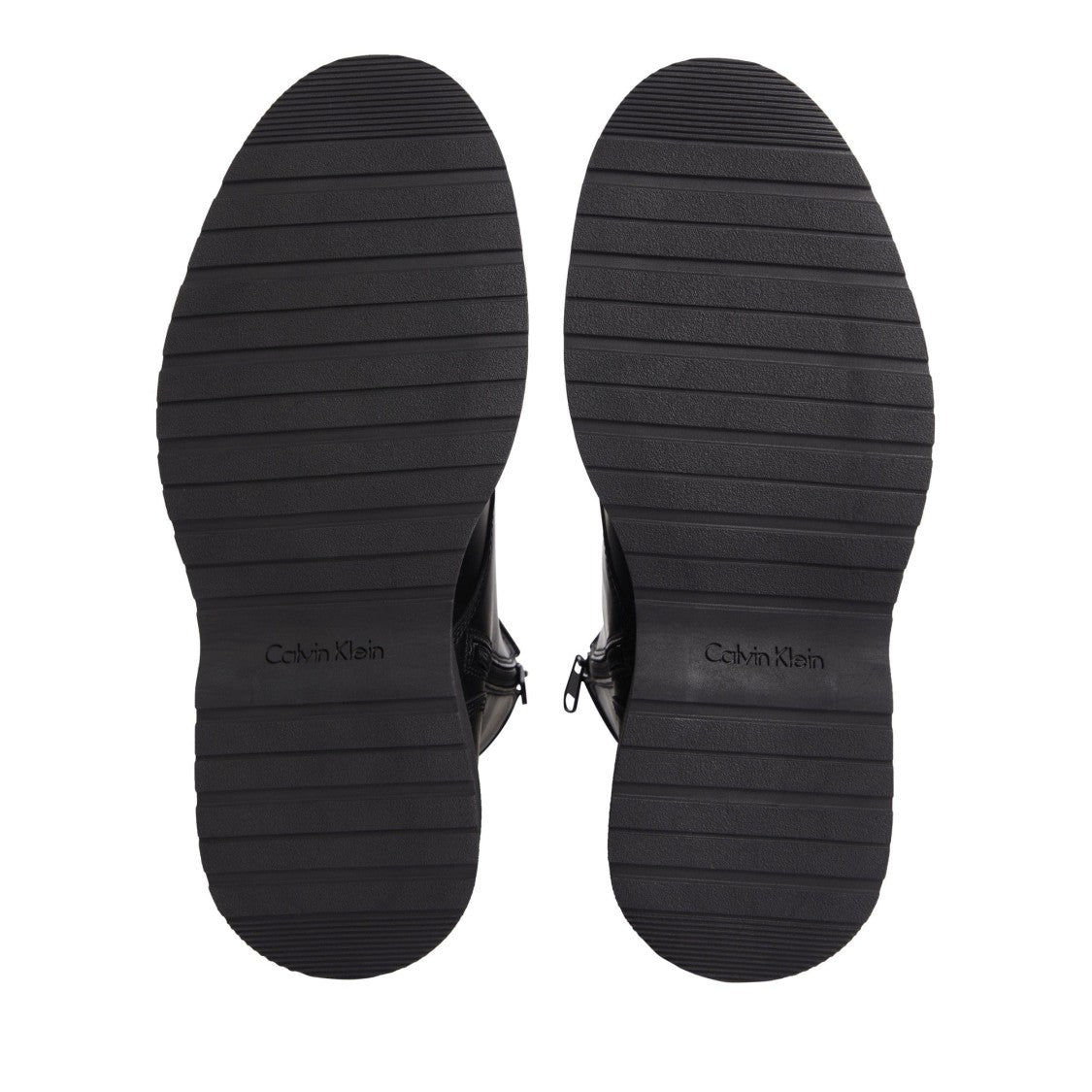 Calvin Klein Black Smooth Leather Rugged Sole Lace-Up Ankle Boots