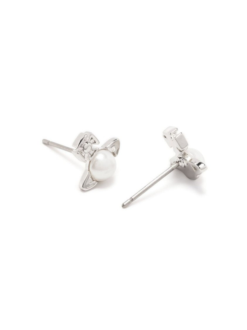 Vivienne Westwood Stylized Orb Silver-Tone Earrings With Bow Detail