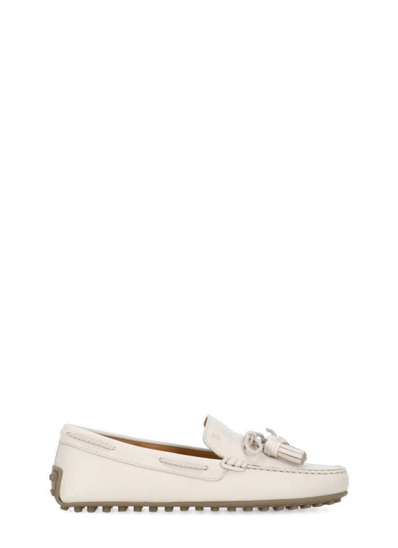 Tod's Ivory Leather Loafers
