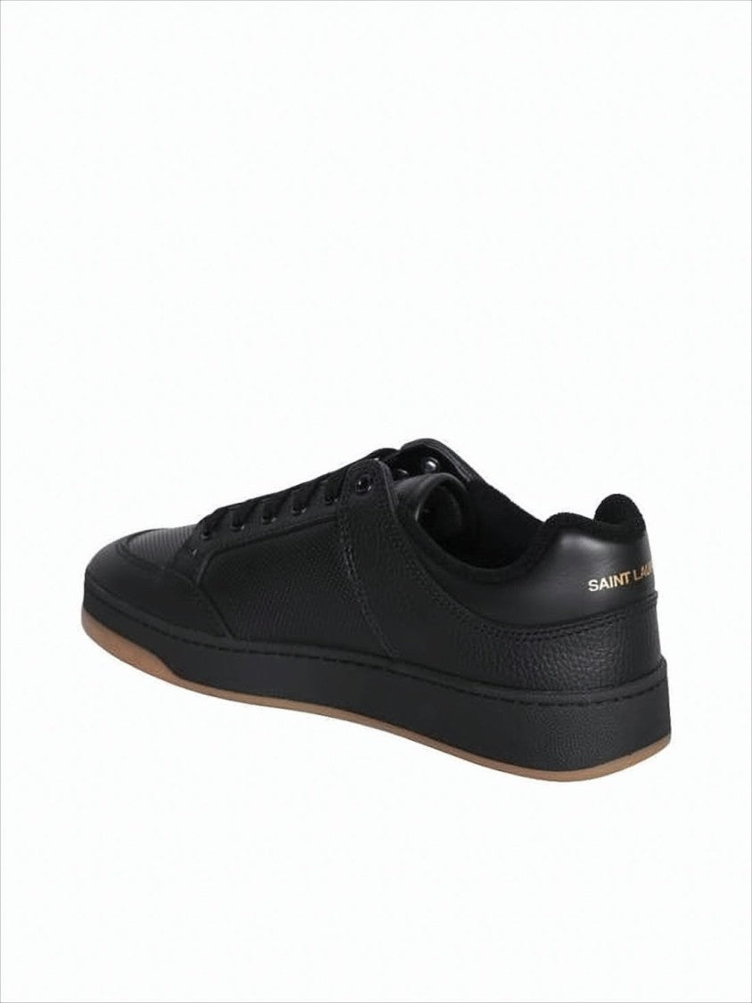 Saint Laurent Low-Top Sneakers In Textured Cowhide With Gold Accents