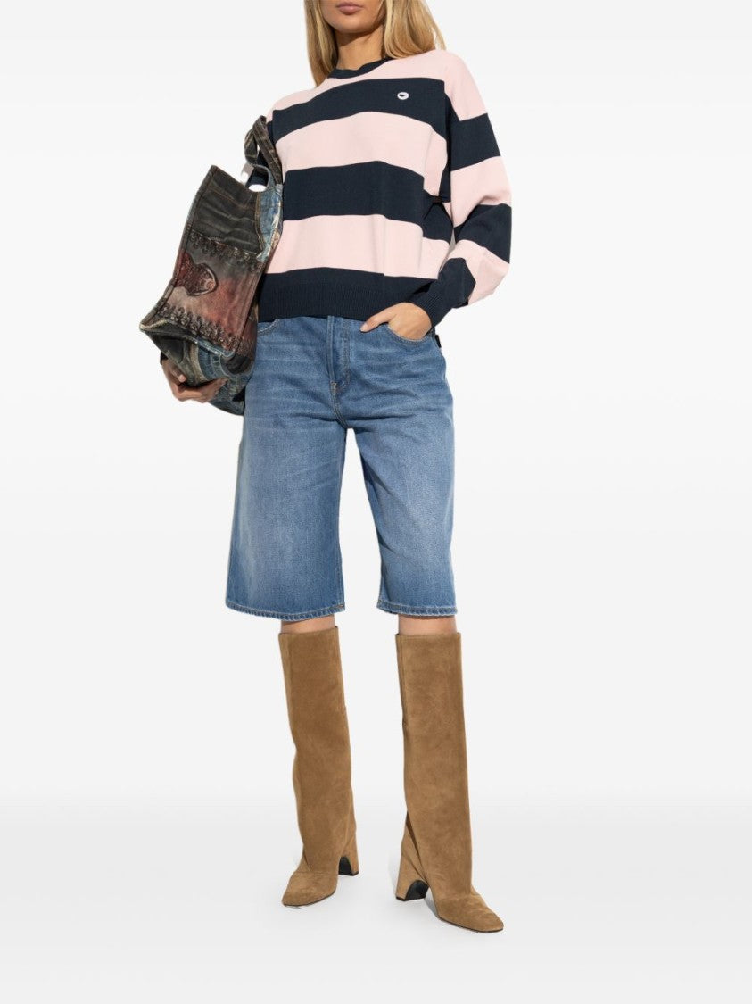 Coperni Blue Pink Striped Logo Long Top