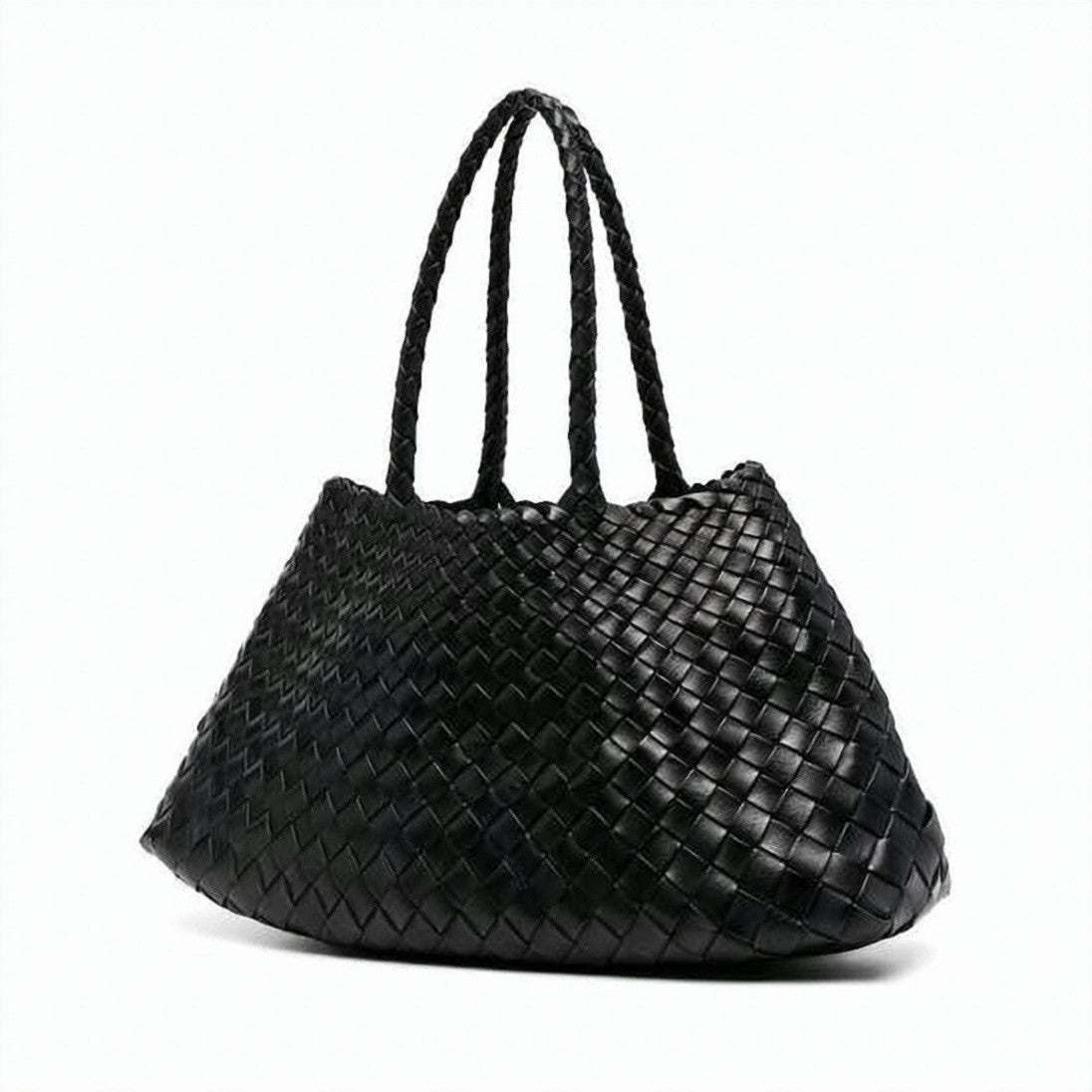 Dragon Diffusion Woven Black Buffalo Leather Tote Bag
