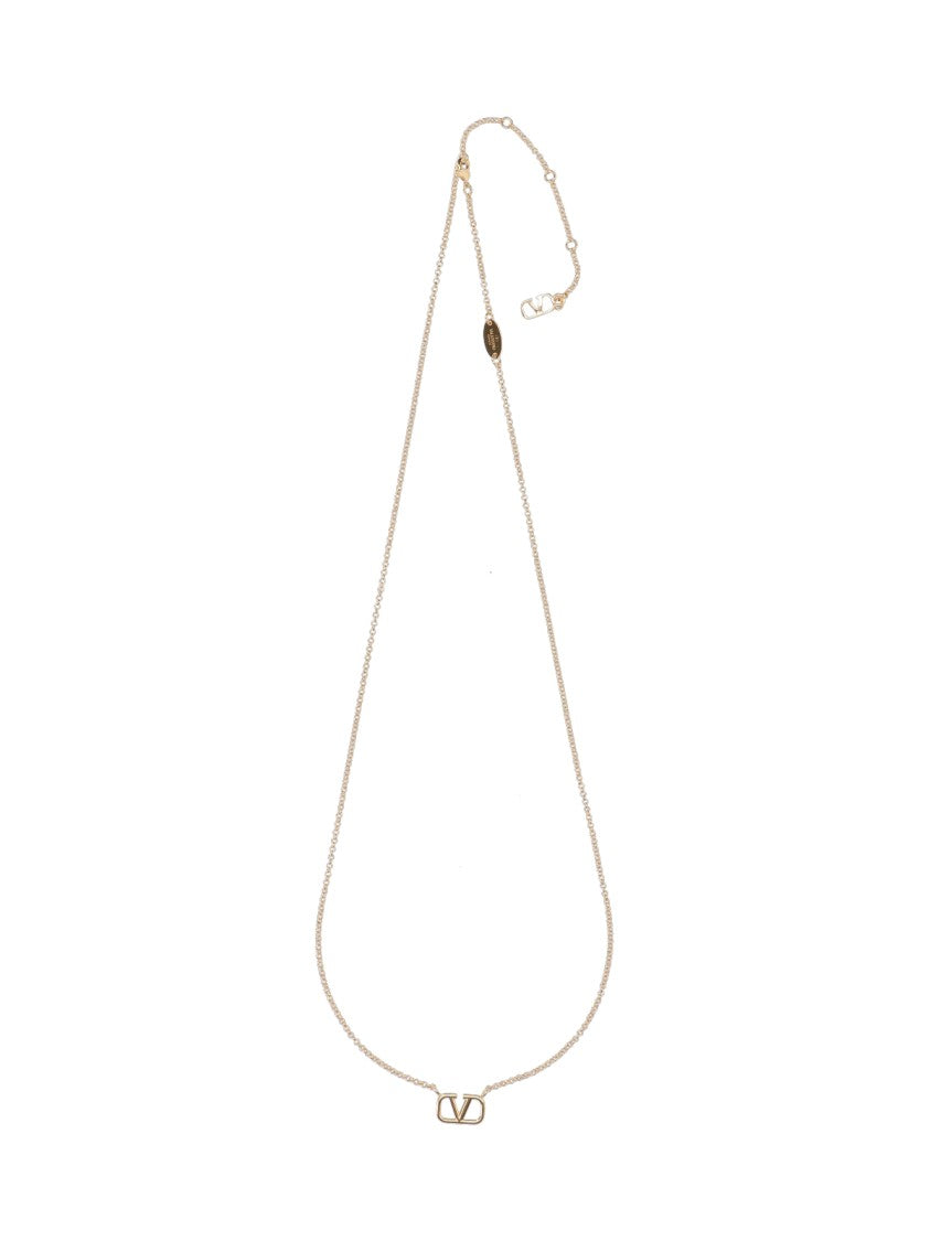 Valentino Garavani Gold-Tone Chain Necklace With Stylized 'V' Pendant