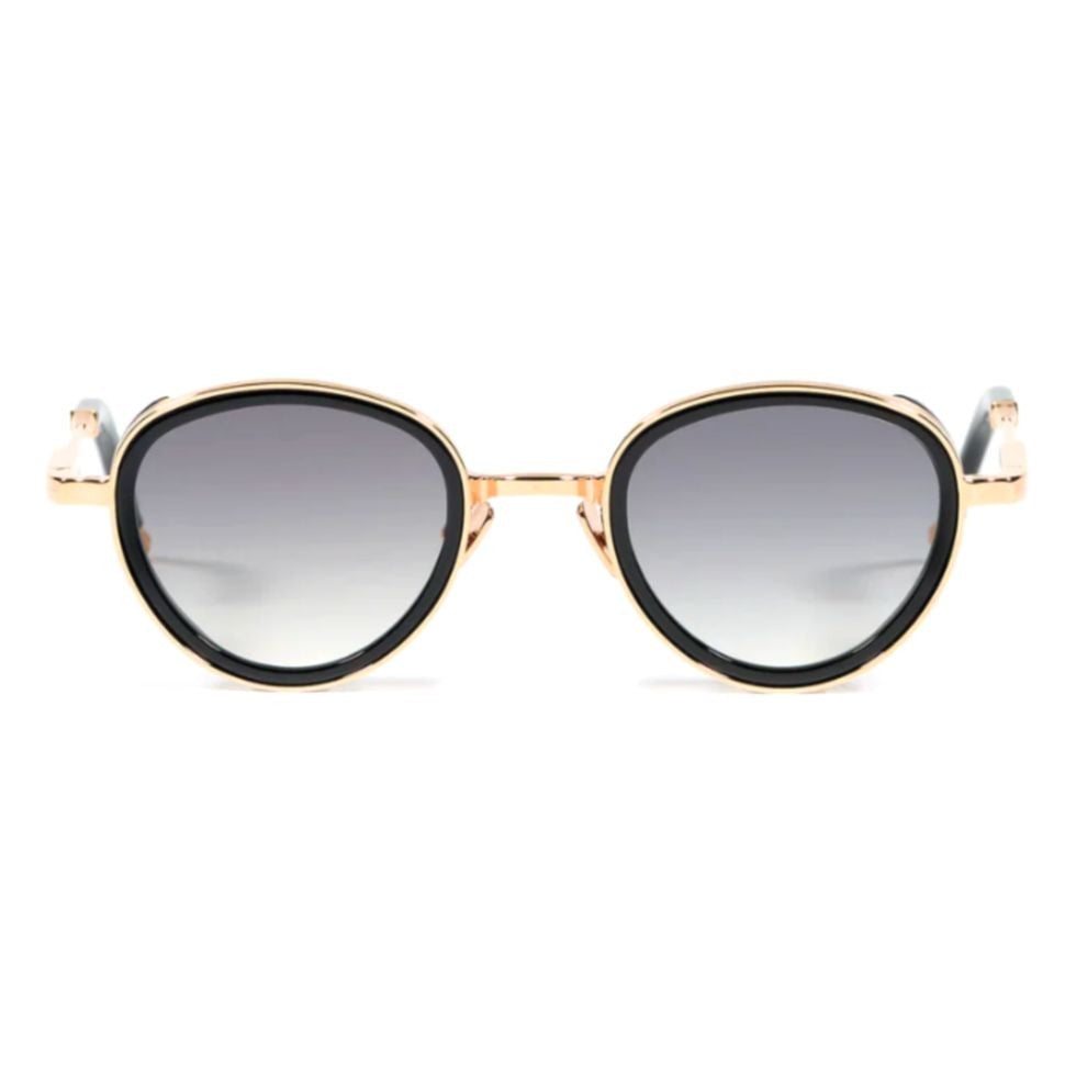 John Dalia Christian Round Gradient-Tint Sunglasses With Gold And Black Accents