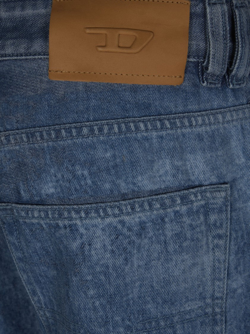 Diesel Blue Relaxed Whiskered Straight Jeans
