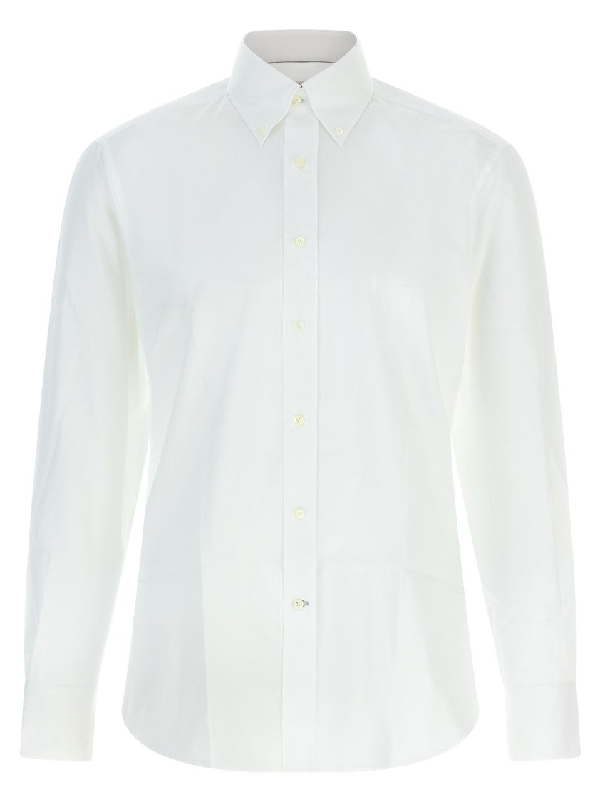 Brunello Cucinelli Tailored White Cotton Button-Down Shirt With Structured Collar