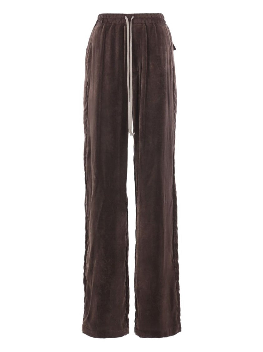 Rick Owens Black Dietrich Velour Wide-Leg Pants