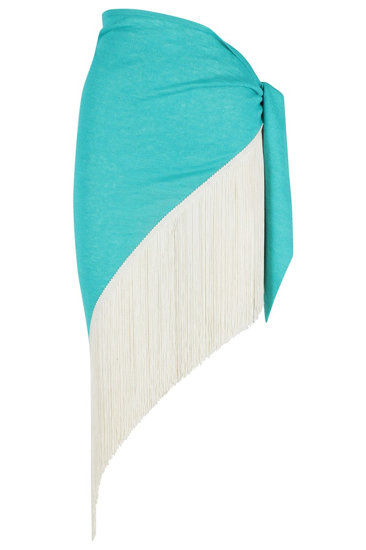 Alanui Turquoise Asymmetrical Linen Pareo