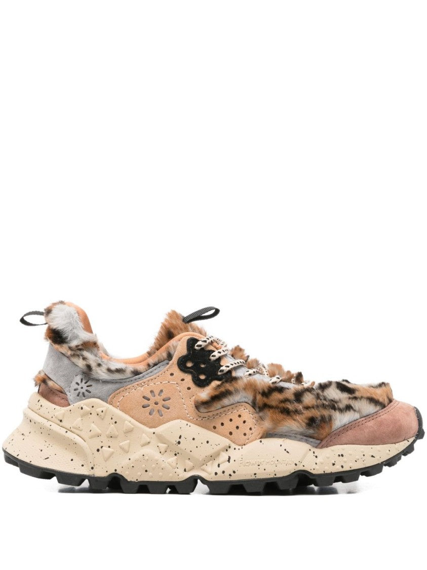 Flower Mountain Leopard Print Calfskin Sneakers With Sole