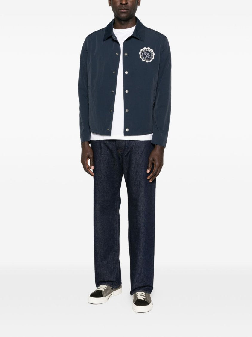 Diesel Blue Button Point Collar Badge Jacket