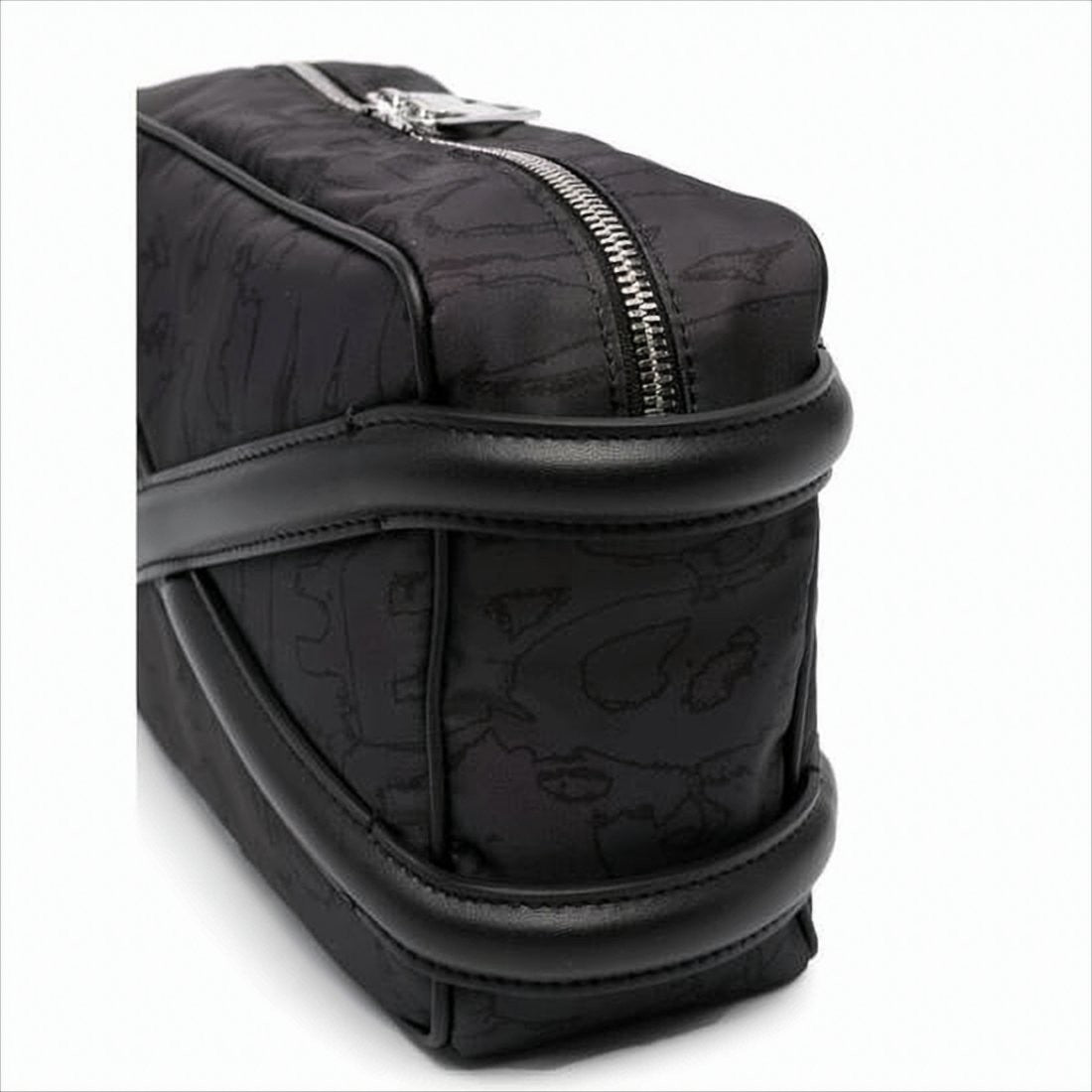 Alexander Mcqueen Rectangular Black Nylon Crossbody Bag With Leather Accents