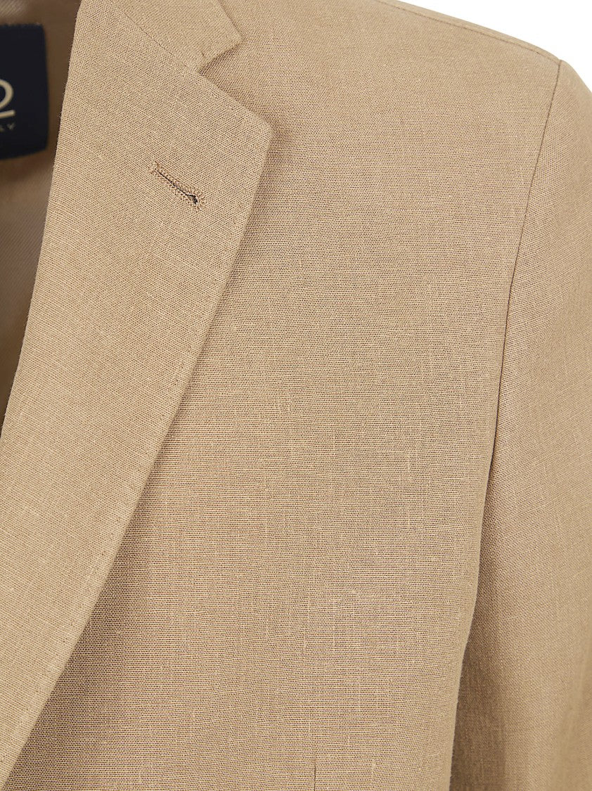 Herno Linen And Cotton Blend Jacket With Peak Lapels