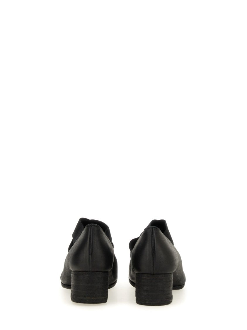 Uma Wang Square-Toe Elastic Strap Calf Leather Flats