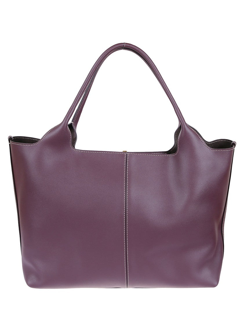 Tod's Burgundy Calfskin Shopping Bag