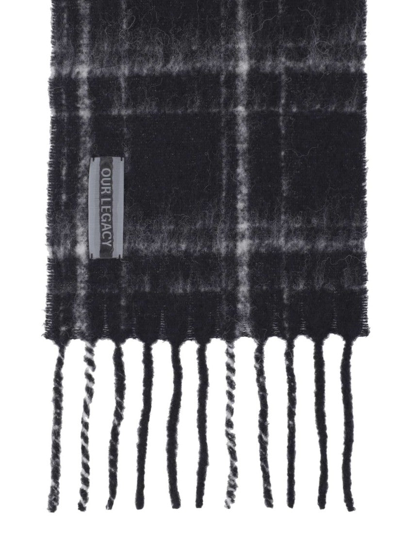 Our Legacy Intarsia Check Scarf In Black Alpaca-Wool Blend