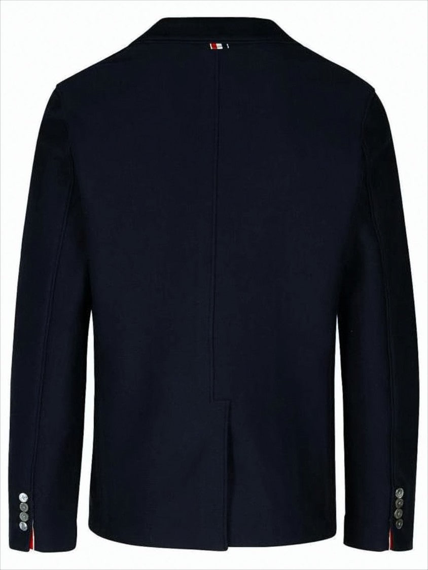 Thom Browne Tailored Deep Navy Suit Jacket With Signature Striped Detail