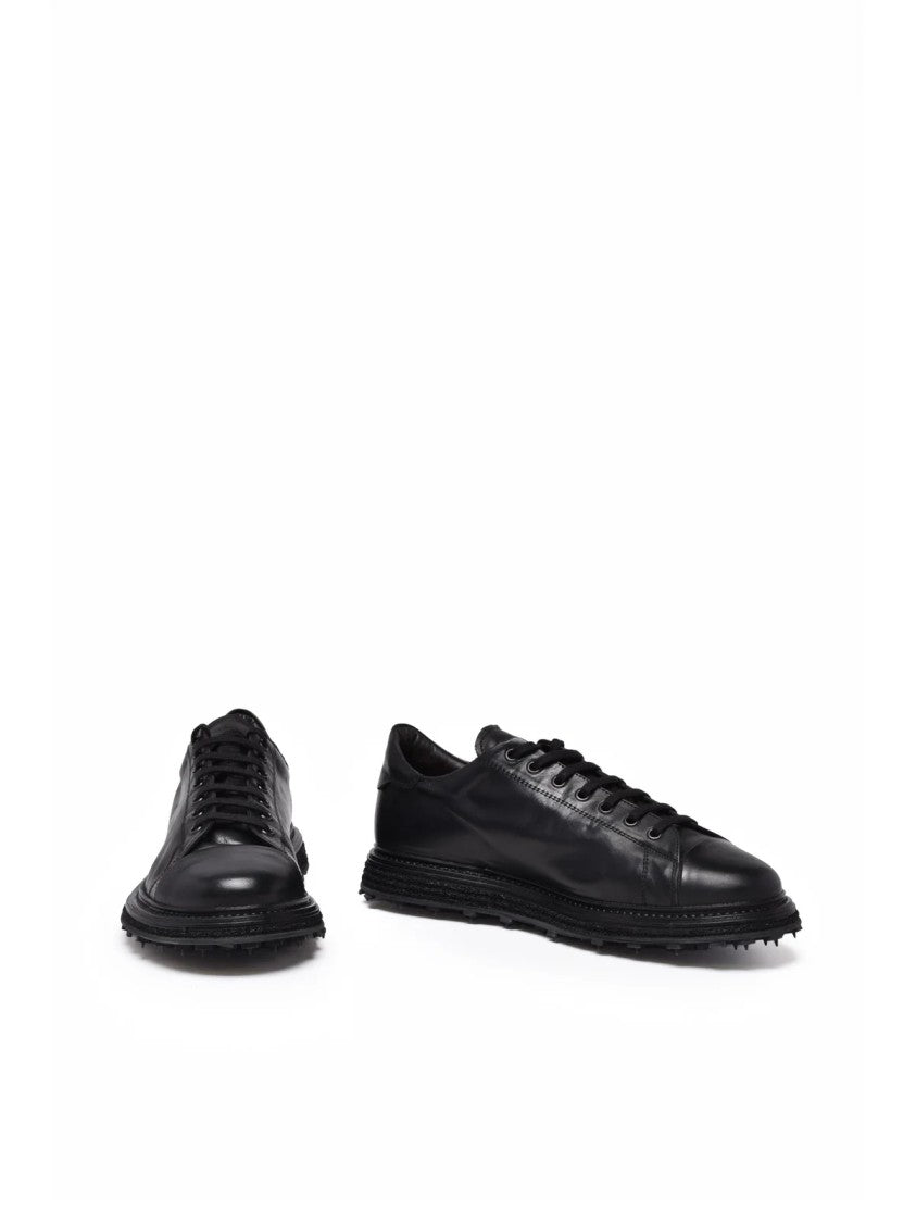 Shoto Black Leather Minimalist Sneakers
