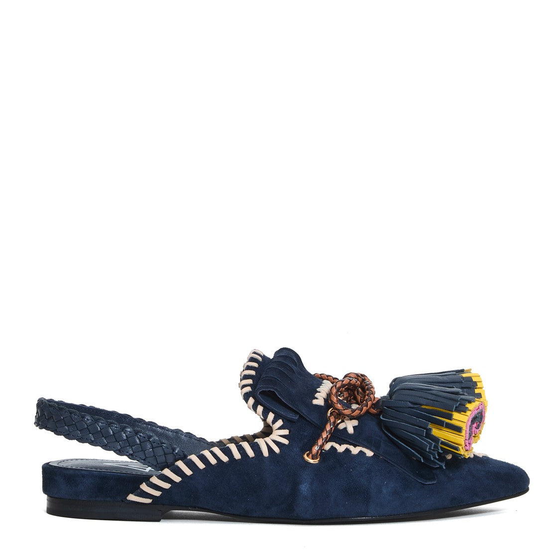Elena Iachi Slingback Blue Suede Tassels