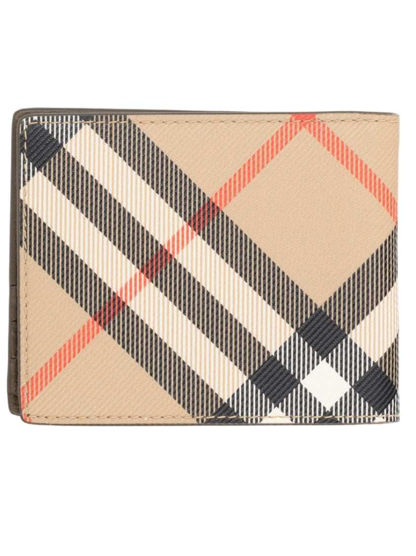 Burberry Beige Checkered Textured Wallet