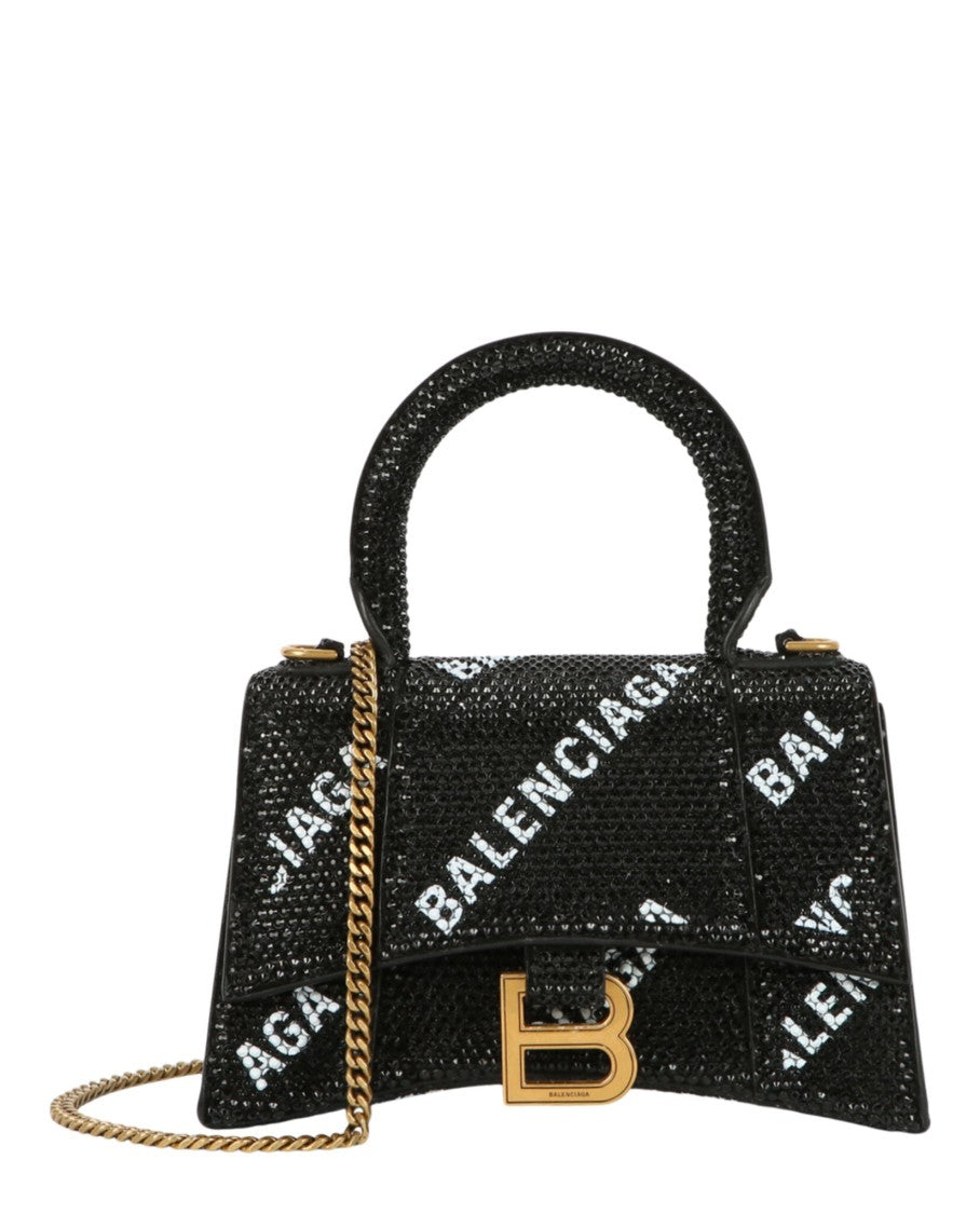 Balenciaga Hourglass Xs Top Handle Bag With Strass Logo Design